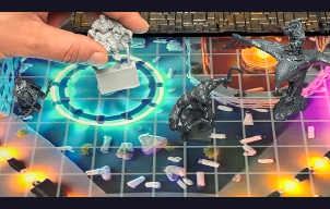 Physical dice and miniatures at the table